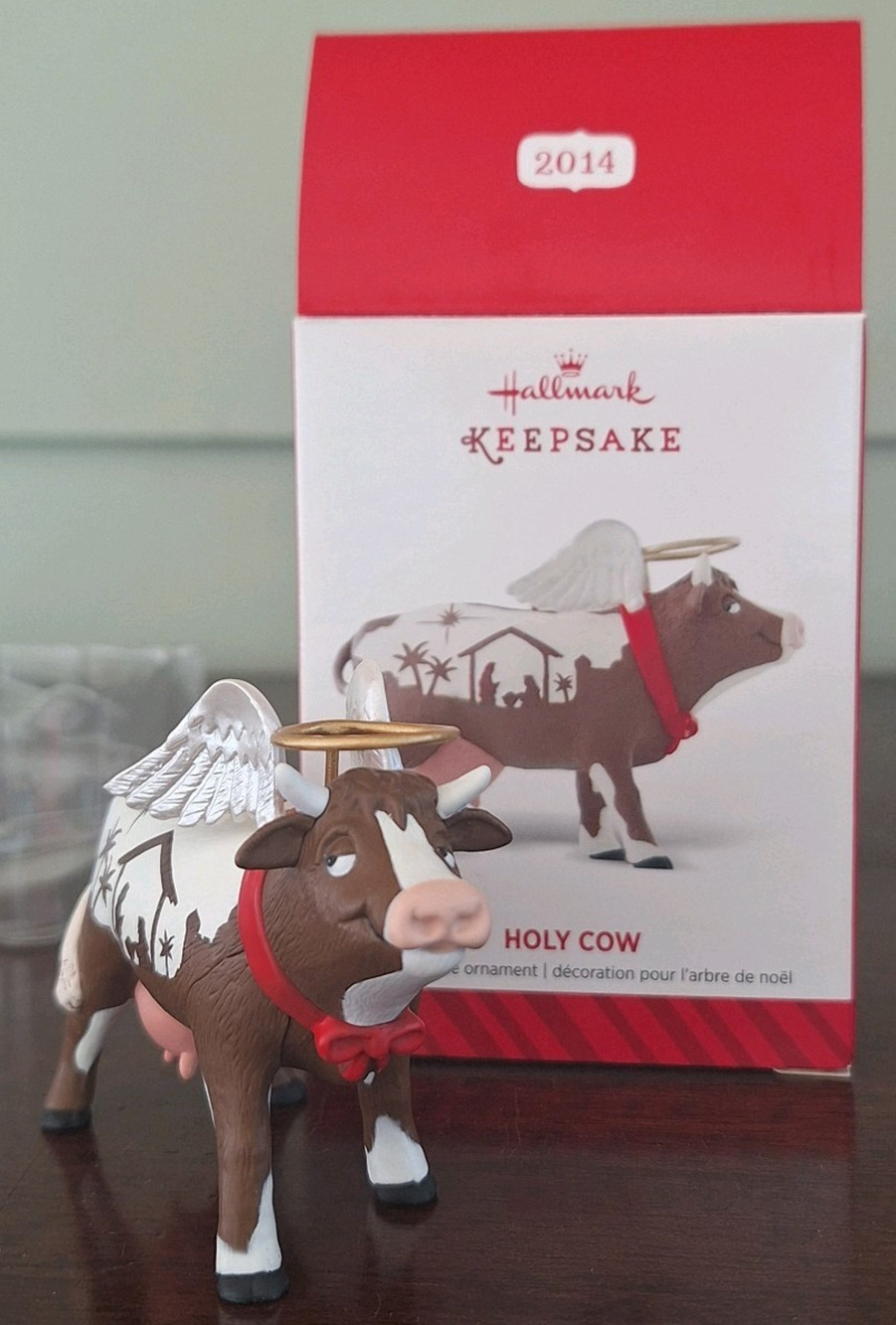 2014 Hallmark Keepsake Ornament "Holy Cow" Wings Halo QGO1636